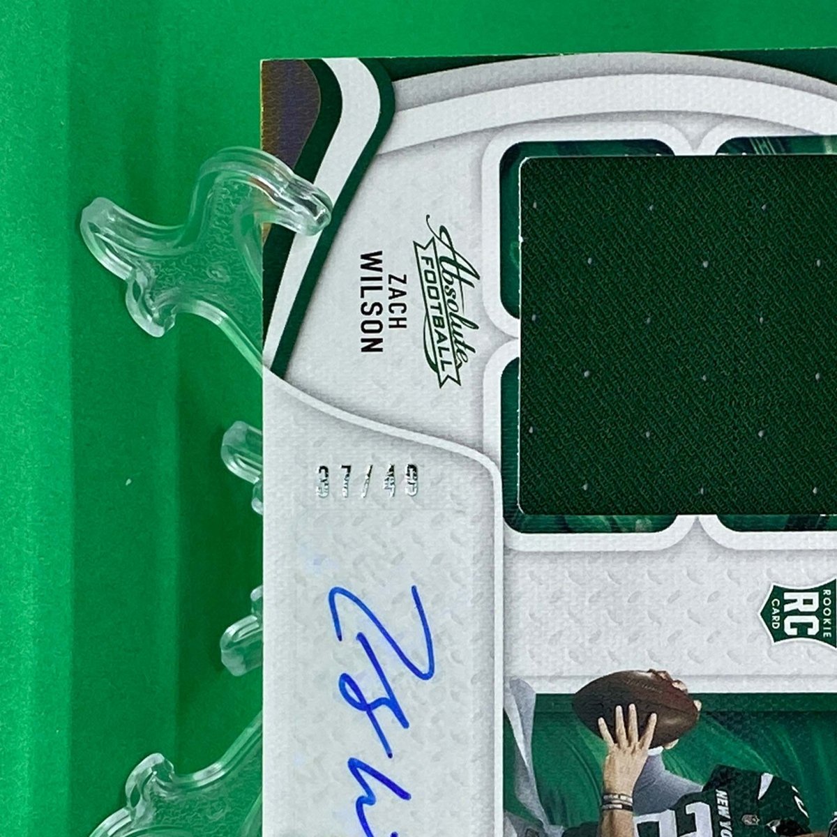 Raw Individual Card: 2021 Absolute Football Rookie Premiere Jumbo Materials Autos - Zach Wilson Autograph (#202) - Hails Mary Cards