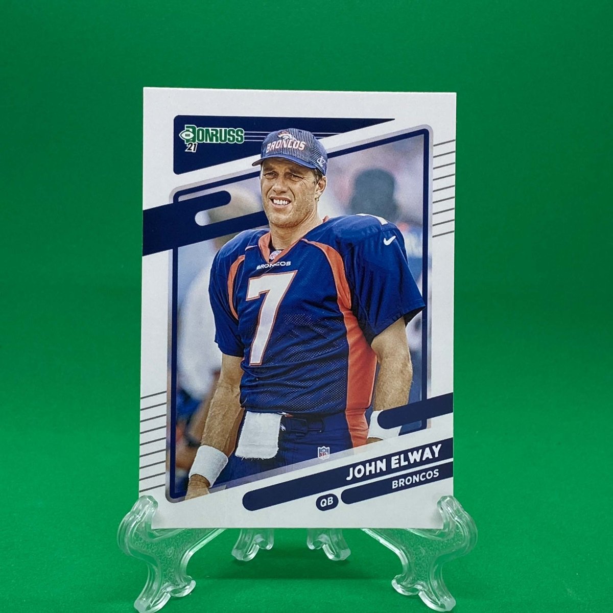 Raw Individual Card: 2021 Donruss Football Base No Helmet Photo Variation - Jonhn Elway (#180) - Hails Mary Cards