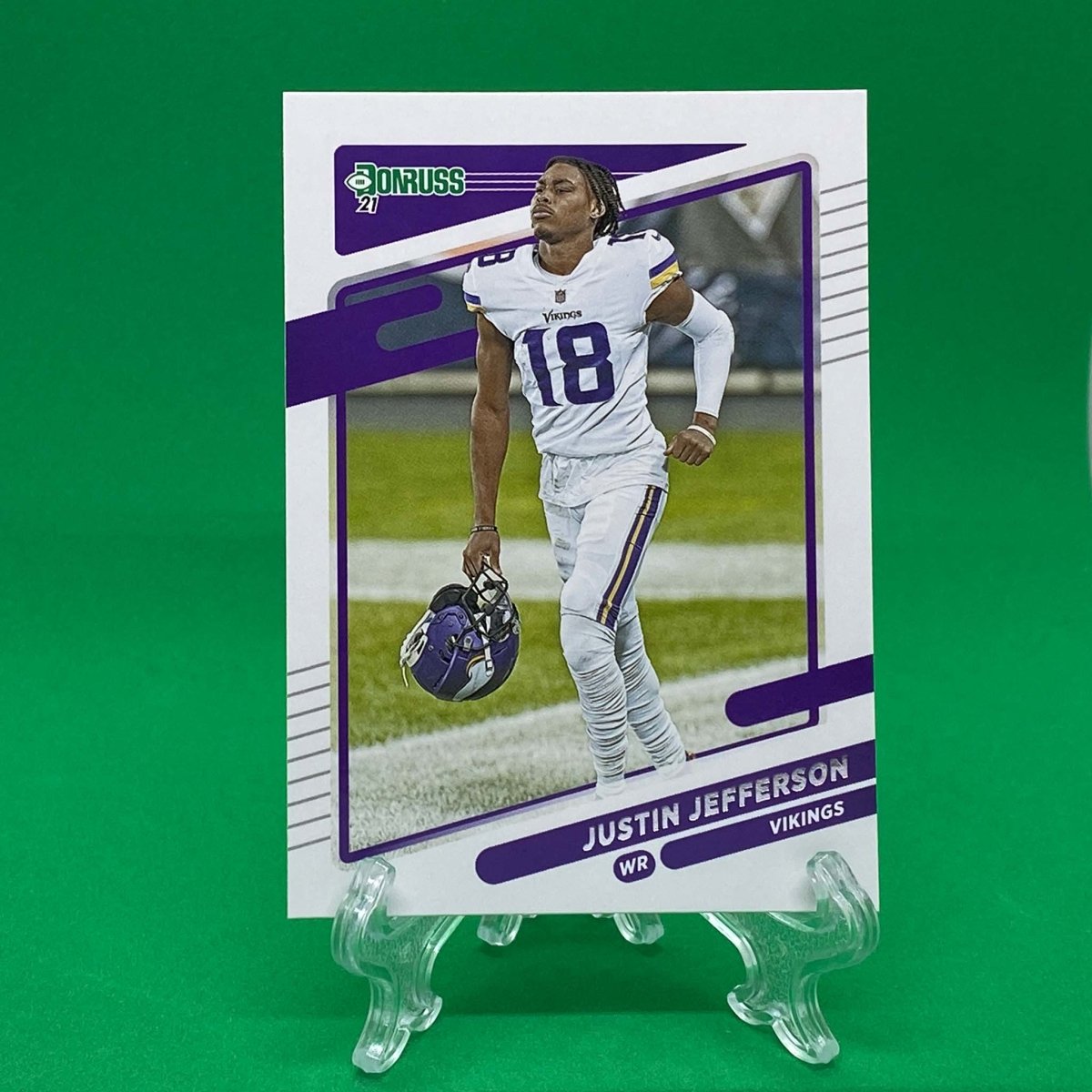 Raw Individual Card: 2021 Donruss Football Base No Helmet Photo Variation - Justin Jefferson (#127) - Hails Mary Cards