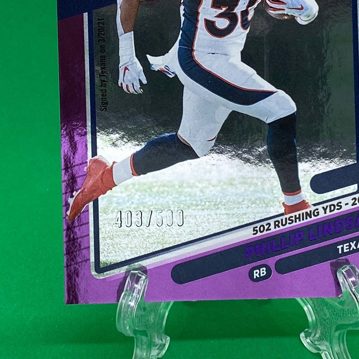 Raw Individual Card: 2021 Donruss Football Base Set, Purple (/500) - Phillip Lindsay (#183) - Hails Mary Cards