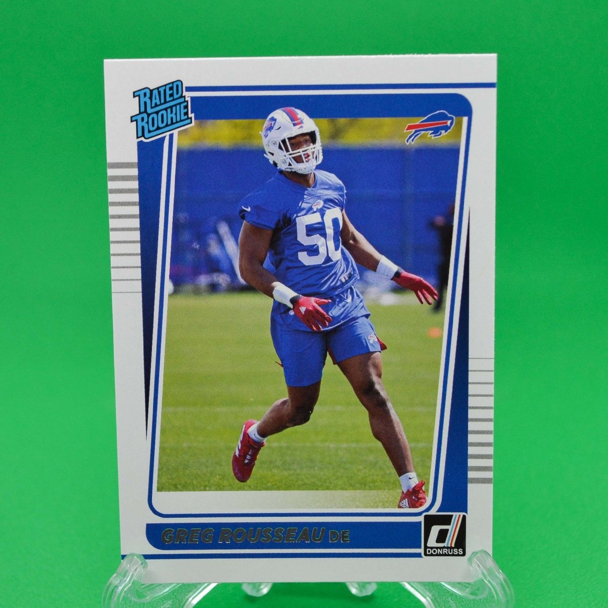 Raw Individual Card: 2021 Donruss Football Rated Rookie - Greg Rousseau (#344) - Hails Mary Cards