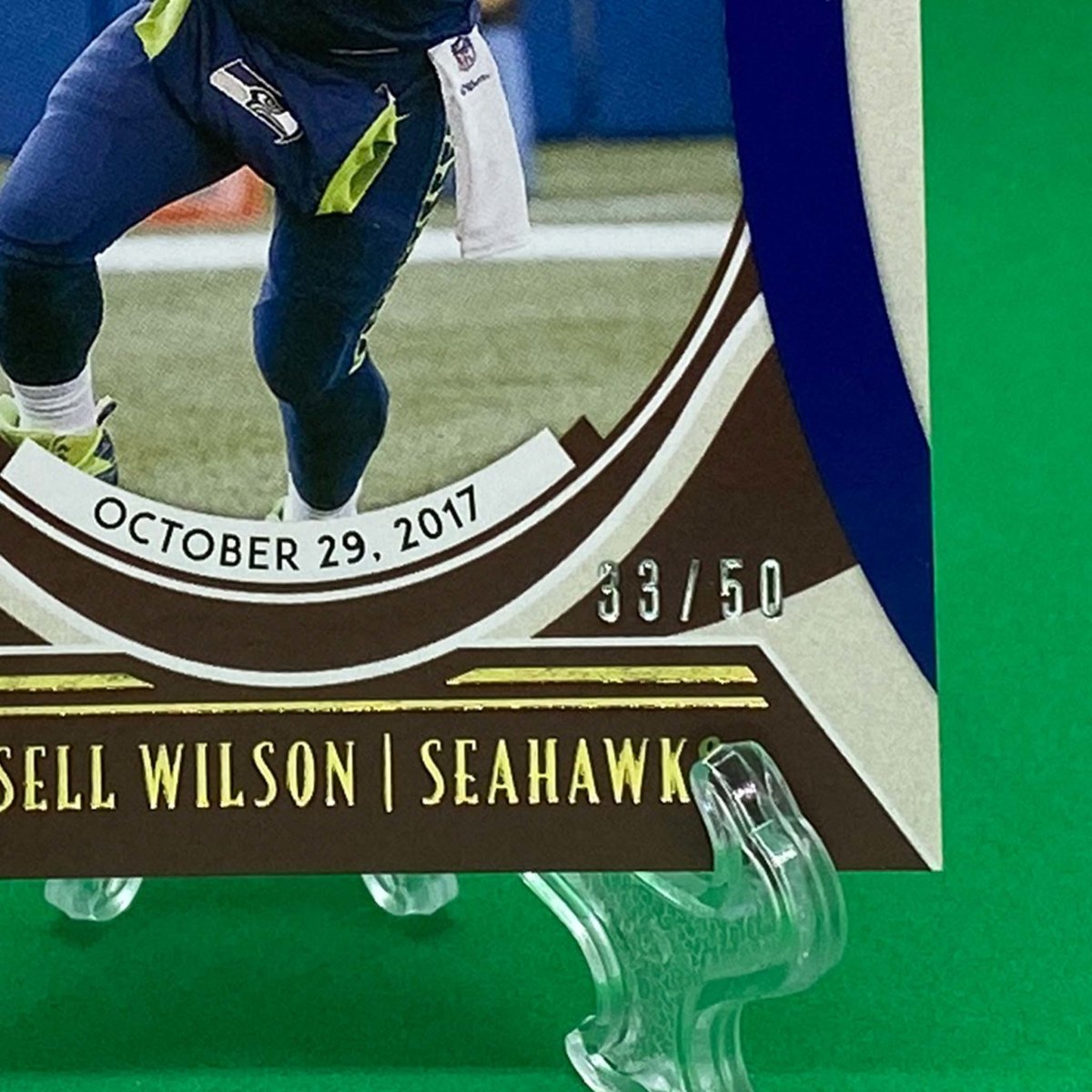 Raw Individual Card: 2021 Legacy Football Flashback, Parallel Card Blue (#/50) - Russell Wilson (#FB-23) - Hails Mary Cards