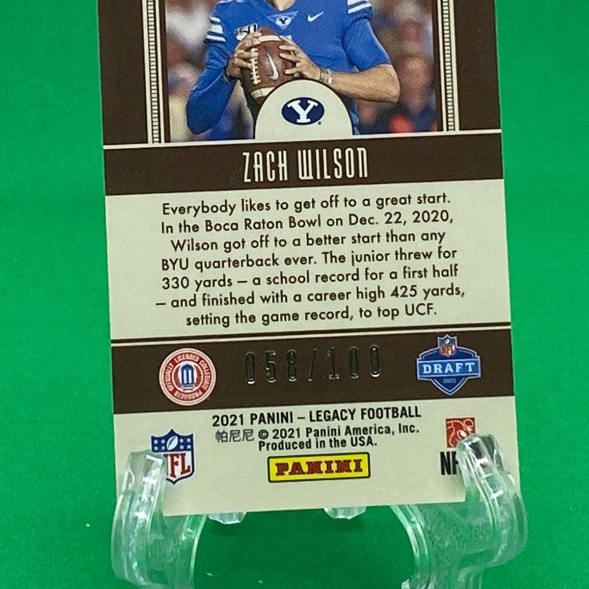 Raw Individual Card: 2021 Legacy Football Rookies Premium Edition Variation Mini, Parallel Card Bronze (#/100) - Zach Wilson (#3) - Hails Mary Cards