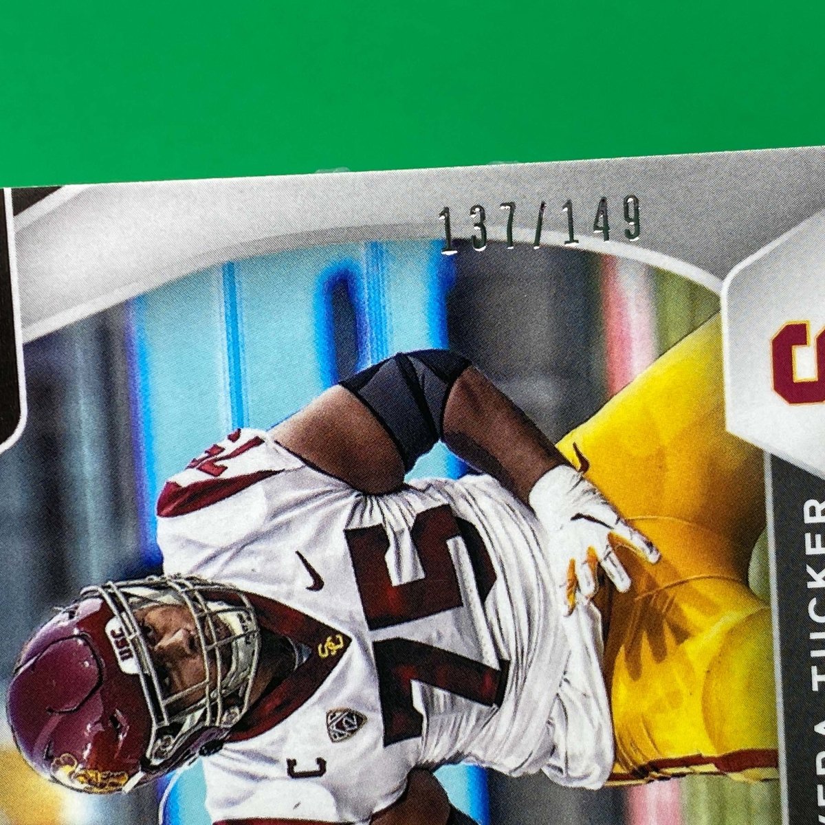 Raw Individual Card: 2021 Prizm Draft Picks Draft Picks Autographs, Blue (#/149) - Alijah Vera-Tucker Autograph (#DPA-AVT) - Hails Mary Cards