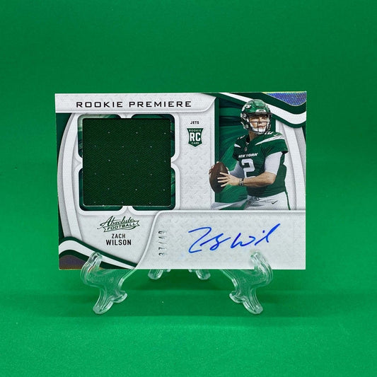 Raw Individual Card: 2021 Absolute Football Rookie Premiere Jumbo Materials Autos - Zach Wilson Autograph (#202) - Hails Mary Cards