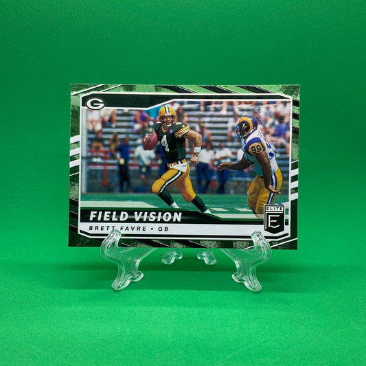 Raw Individual Card: 2021 Donruss Elite Football Field Vision, Green - Brett Favre (#FV9) - Hails Mary Cards