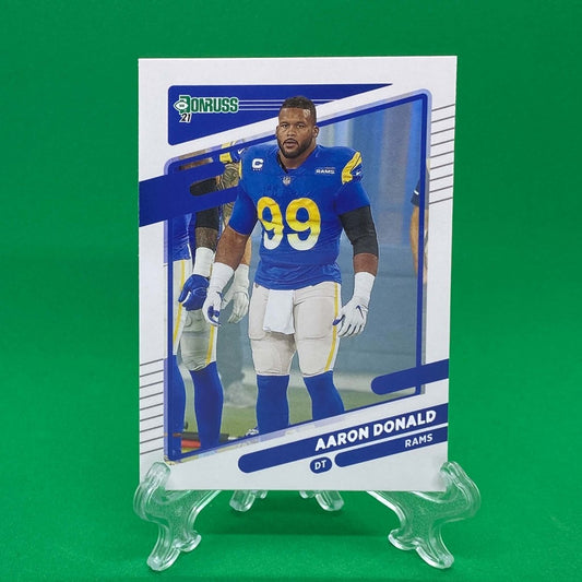 Raw Individual Card: 2021 Donruss Football Base No Helmet Photo Variation - Aaron Donald (#140) - Hails Mary Cards