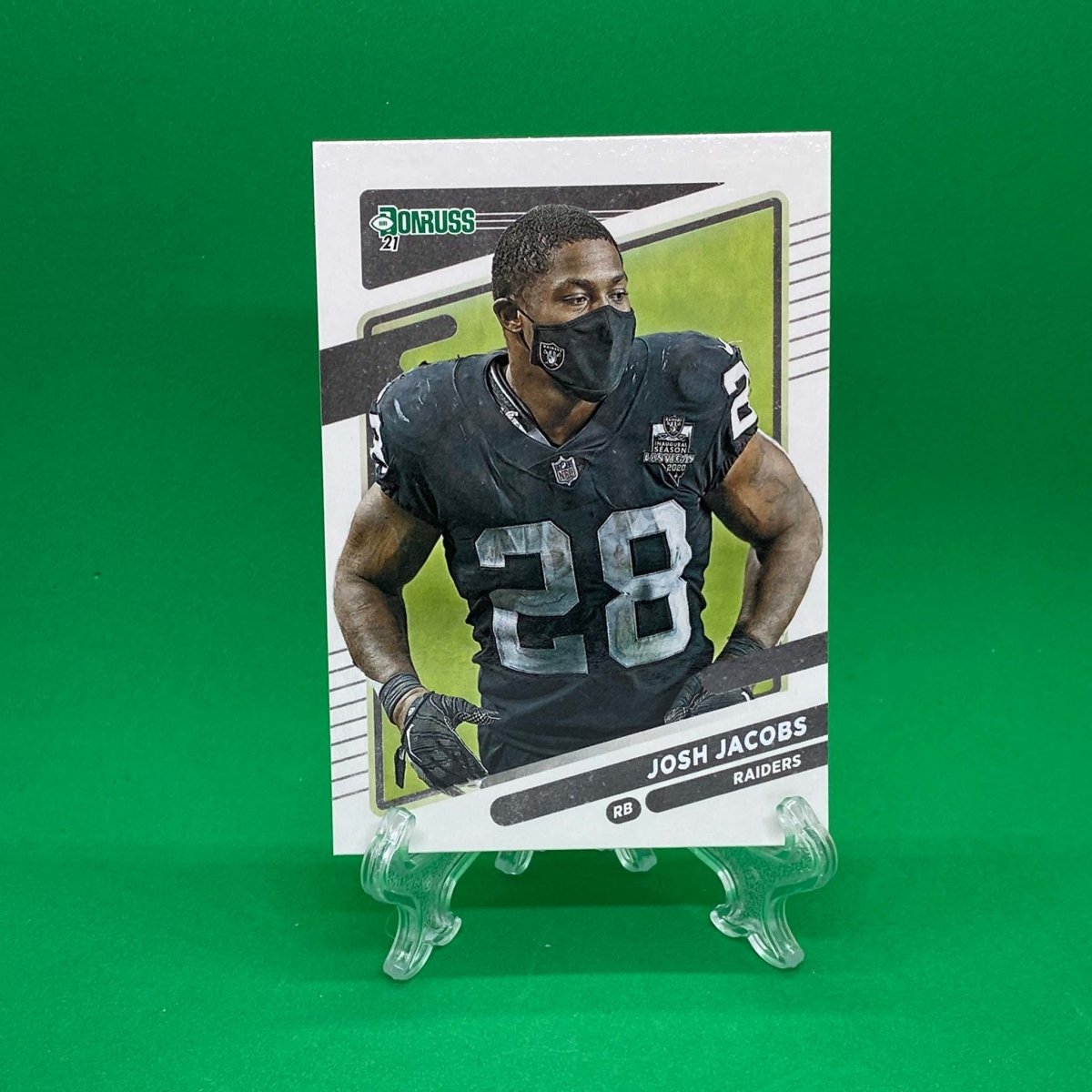 Raw Individual Card: 2021 Donruss Football Base No Helmet Photo Variation - Josh Jacobs (#85) - Hails Mary Cards