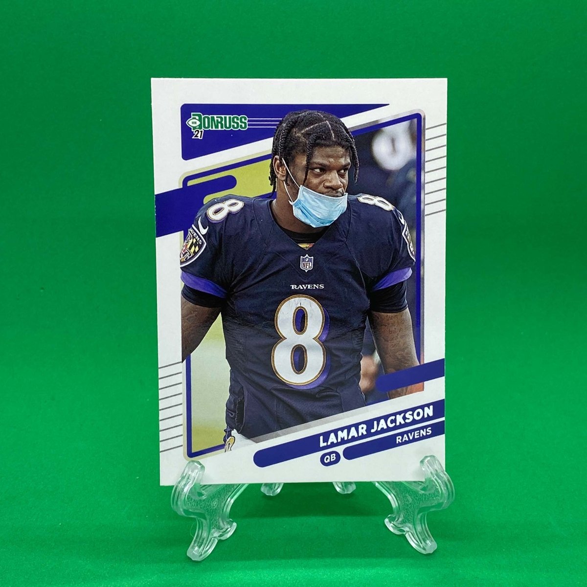 Raw Individual Card: 2021 Donruss Football Base No Helmet Photo Variation - Lamar Jackson (#239) - Hails Mary Cards