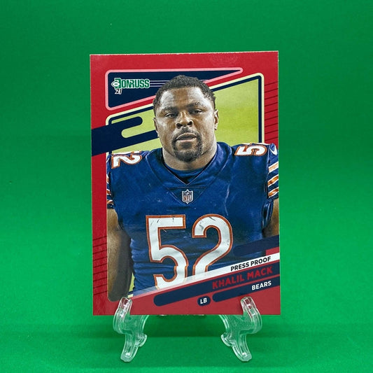 Raw Individual Card: 2021 Donruss Football Base No Helmet Photo Variation, Press Proof Red - Khalil Mack (#203) - Hails Mary Cards