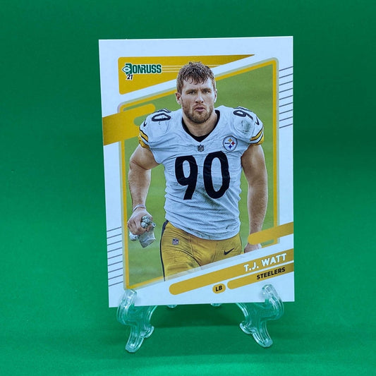 Raw Individual Card: 2021 Donruss Football Base No Helmet Photo Variation - T.J. Watt (#22) - Hails Mary Cards