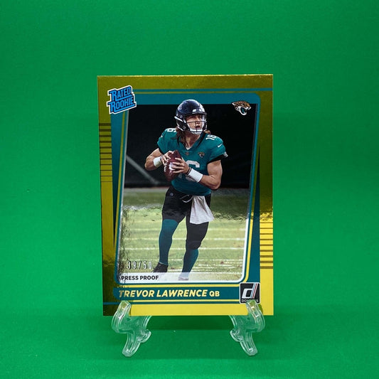 Raw Individual Card: 2021 Donruss Football Rated Rookie, Gold (/50) - Trevor Lawrence (#251) - Hails Mary Cards