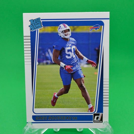 Raw Individual Card: 2021 Donruss Football Rated Rookie - Greg Rousseau (#344) - Hails Mary Cards