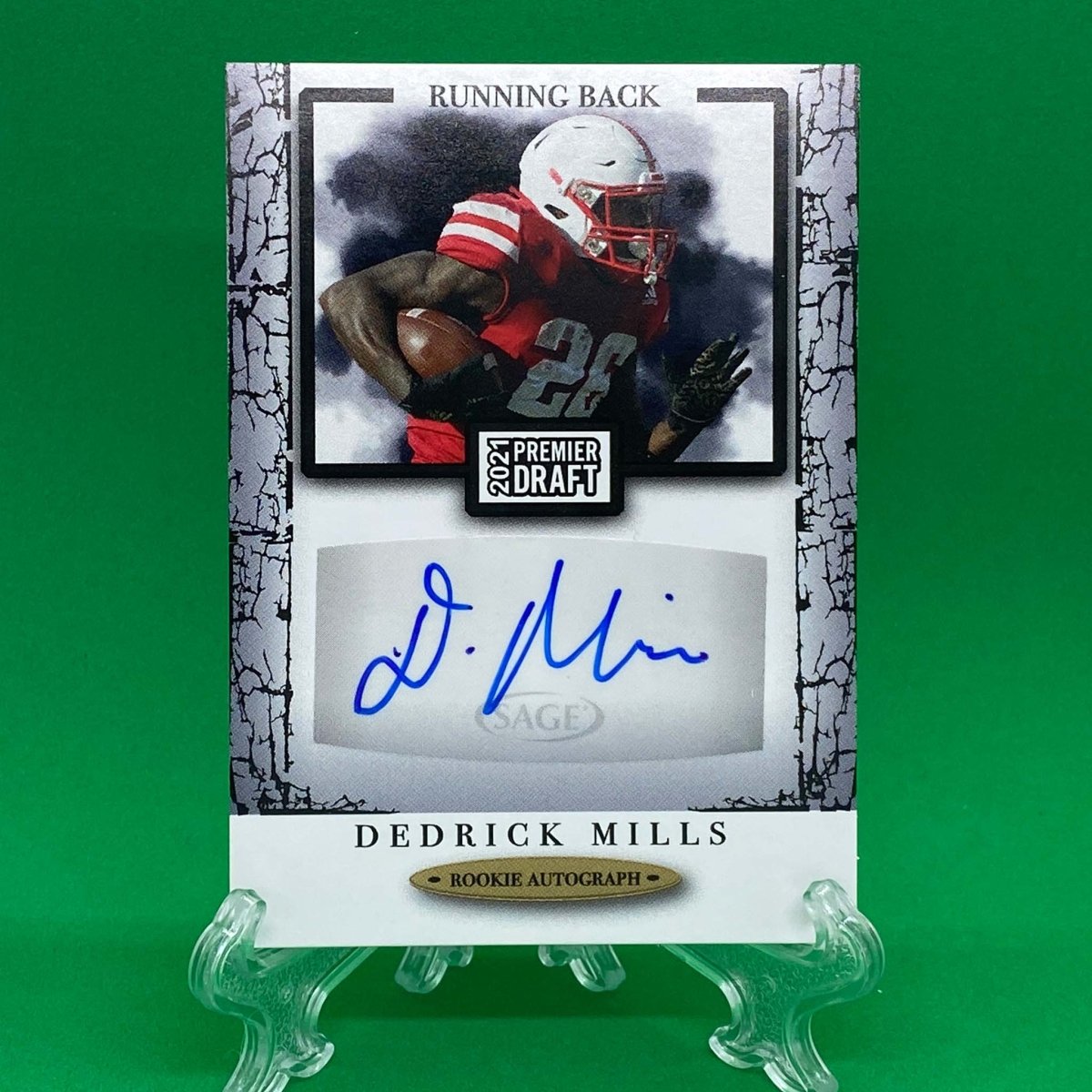 Raw Individual Card: 2021 Hit Premier Draft Low Series Football Base Rookie Autograph - Dedrick Mills Autograph (#A42) - Hails Mary Cards