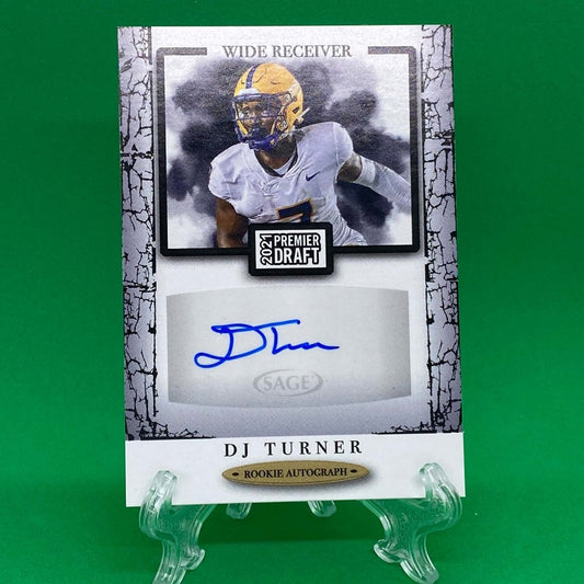 Raw Individual Card: 2021 Hit Premier Draft Low Series Football Base Rookie Autograph - DJ Turner Autograph (#A21) - Hails Mary Cards