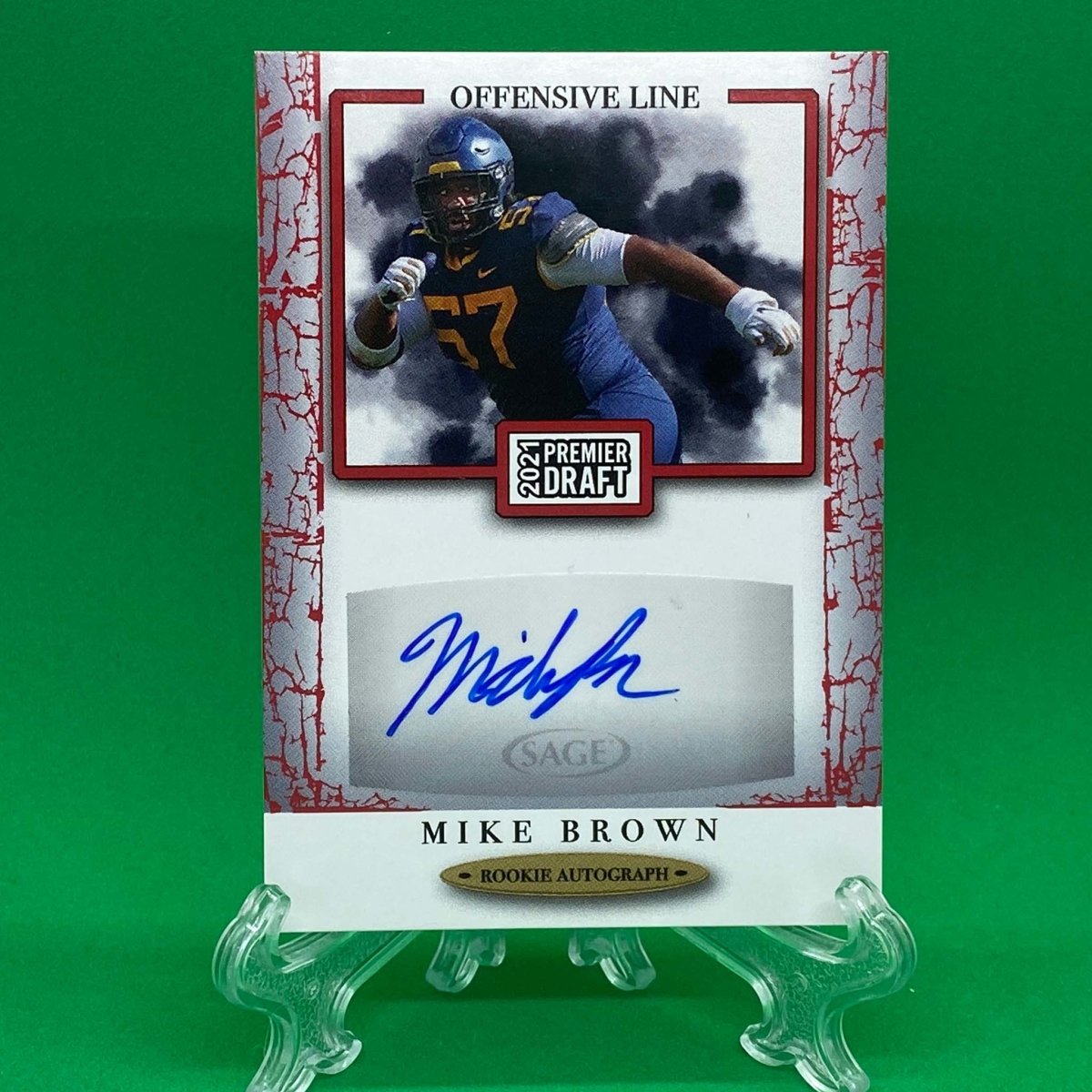Raw Individual Card: 2021 Hit Premier Draft Low Series Football Base Rookie Autograph, Red - Mike Brown Autograph (#A56) - Hails Mary Cards