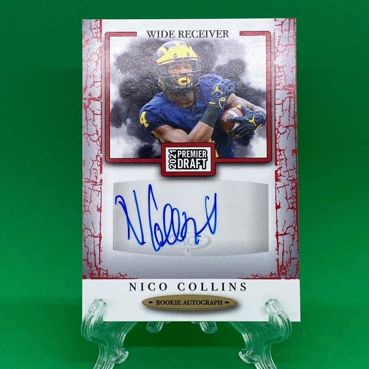 Raw Individual Card: 2021 Hit Premier Draft Low Series Football Base Rookie Autograph, Red - Nico Collins Autograph (#A14) - Hails Mary Cards