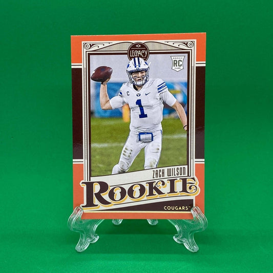 Raw Individual Card: 2021 Legacy Football Base Rookies, Parallel Card Orange (#/199) - Zach Wilson (#143) - Hails Mary Cards