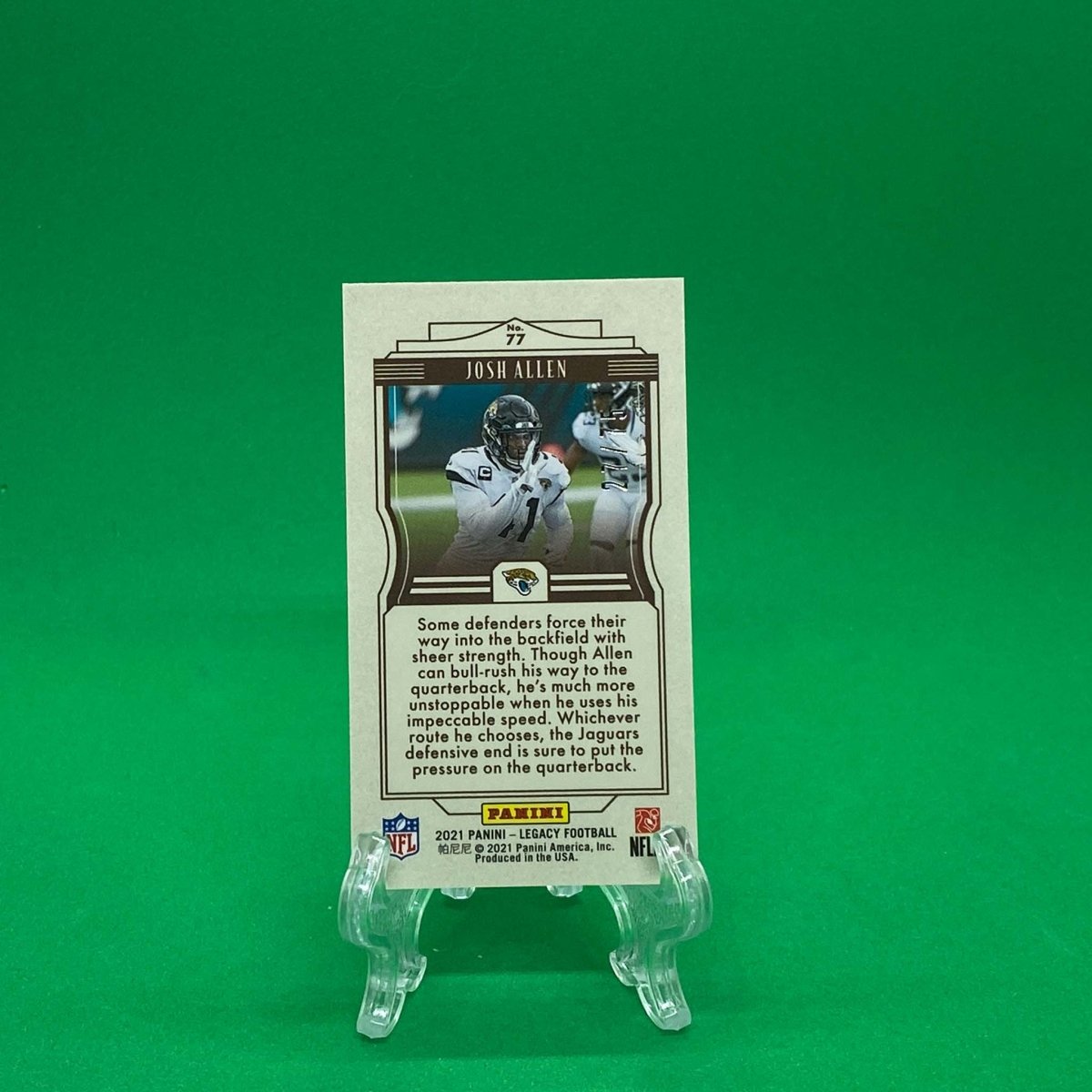 Raw Individual Card: 2021 Legacy Football Base Set, Premium Edition Mini Ruby (#/75) - Josh Allen (#77) - Hails Mary Cards