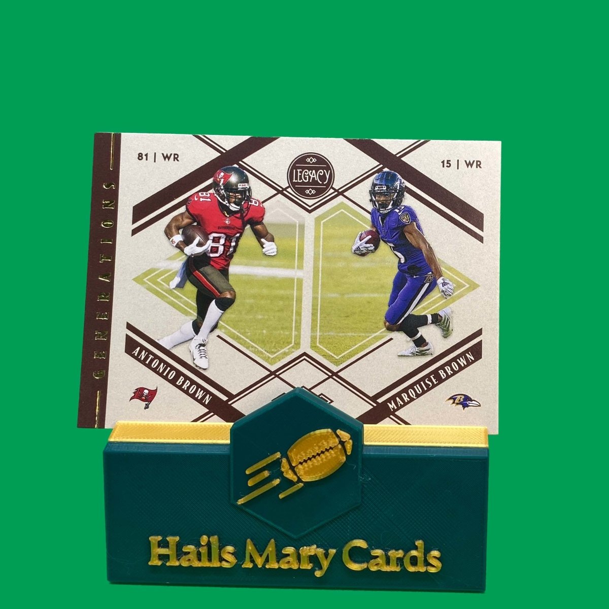 Raw Individual Card: 2021 Legacy Football Generations - Antonio Brown / Marquise Brown (#G-03) - Hails Mary Cards