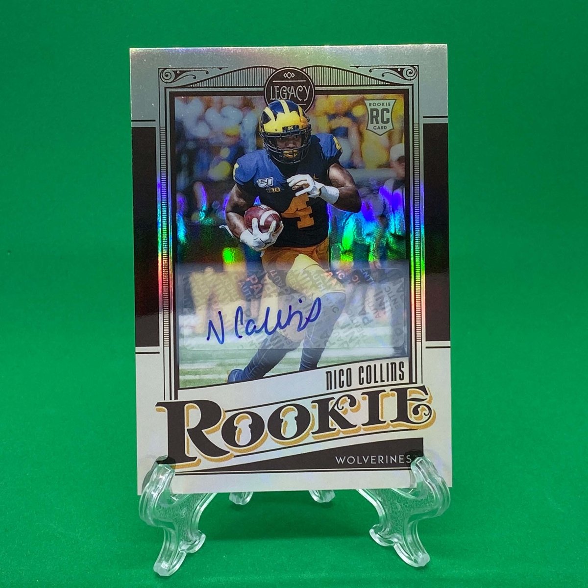 Raw Individual Card: 2021 Legacy Football Rookies Premium Penmanship Silver - Nico Collins Autograph (#160) - Hails Mary Cards