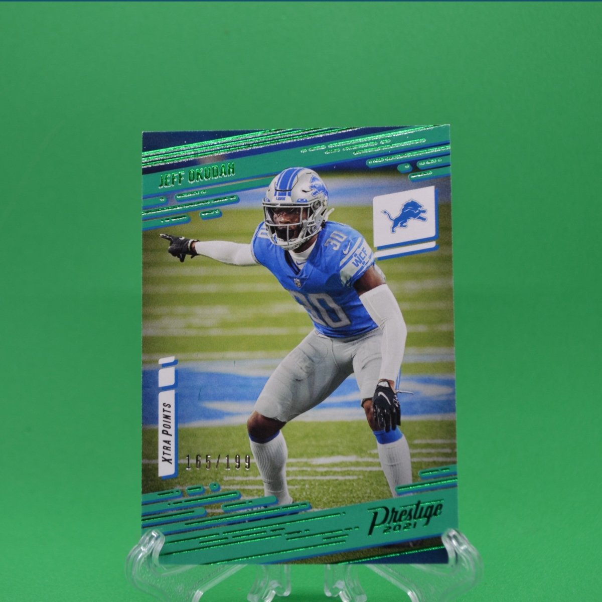 Raw Individual Card: 2021 Prestige Football Base Set, Green (#/199) - Jeff Okudah (#56) - Hails Mary Cards