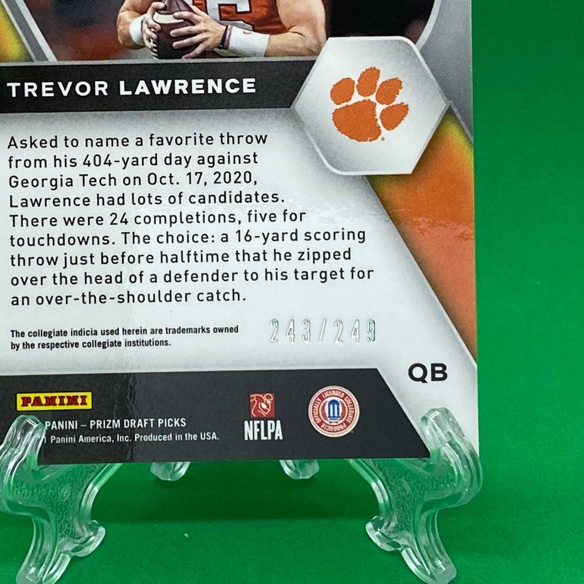 Raw Individual Card: 2021 Prizm Draft Picks Base Set, Blue Wave (#/249) - Trevor Lawrence (#106) - Hails Mary Cards