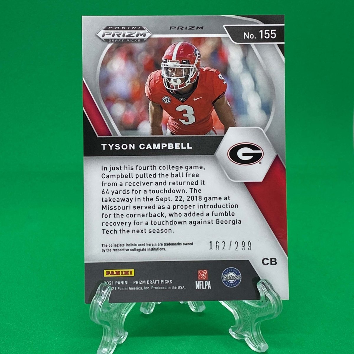 Raw Individual Card: 2021 Prizm Draft Picks Base Set(Base), Red (#/299) - Tyson Campbell (#155) - Hails Mary Cards